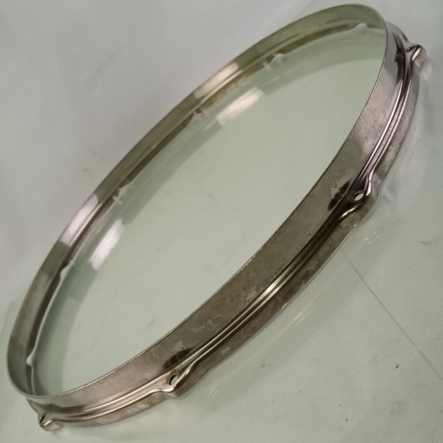 Leedy 16"Snare Drum Batter Rim/Hoop 10Lug Nickel Brass NOB Floor Tom Vintage 30s — main photograph