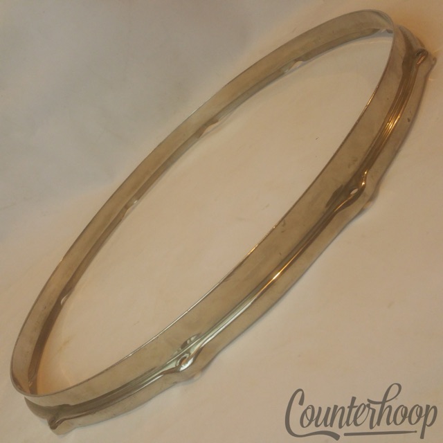 Leedy 10-Lug 16"Double-Flange Stick-Chopper Snare/Tom Drum Batter Rim/Hoop Brass — main photograph