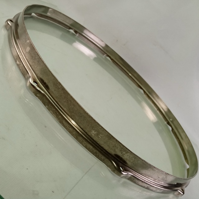 Leedy 16"10Lug Snare Drum Batter Rim/Hoop Nickel Brass NOB Floor Tom Vintage 30s — main photograph