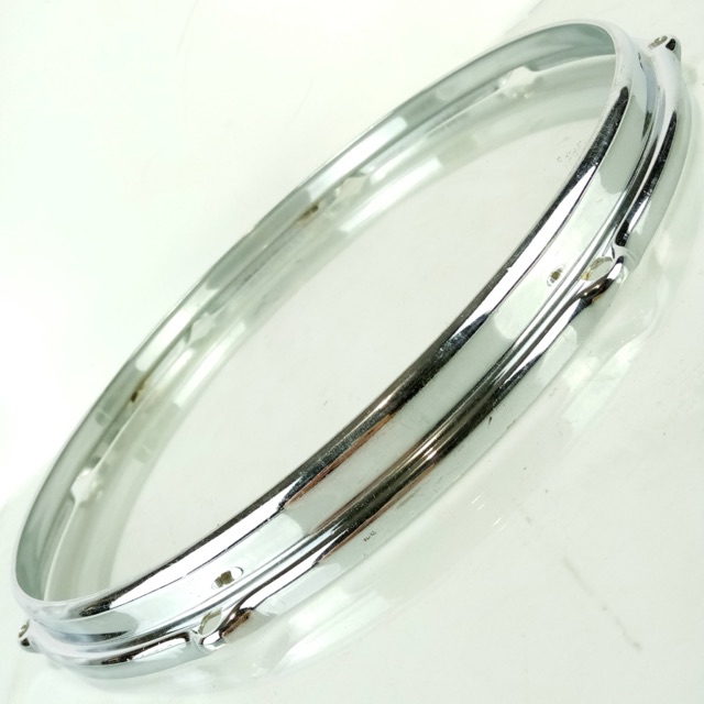 Slingerland 14" Chrome-BRASS Stick-Saver 8-Lug Snare Drum/Floor Tom COB Rim/Hoop — main photograph