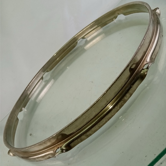 Ludwig 14"NOB 8-Lug BRASS Triple-Flange Snare/Floor Tom Drum Rim/Hoop Nickel WFL — main photograph