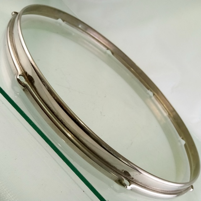 Slingerland 16" BRASS Stick-Saver Floor Tom Drum Batter Rim/Hoop NOB Nickel 8Lug — main photograph