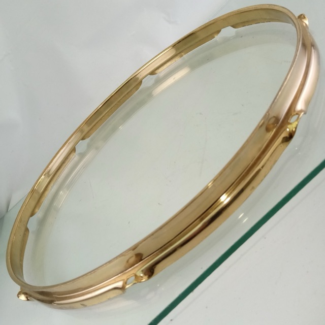 Ludwig 16"RAW BRASS Floor Tom Drum Batter Rim/Hoop 8Lug Triple-Flange Vintage60s — main photograph