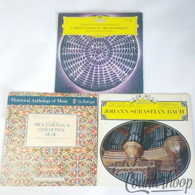 3LP Bach LP Albums-Goldberg/Kempff/Processional/Ceremonial/Toccata&Fugue/Organ++ — main photograph