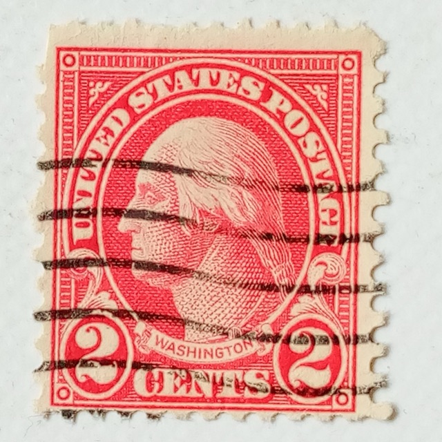 1922-1929 George Washington Two (2) Cent Stamp (Red) Rare Collectible Americana — main photograph