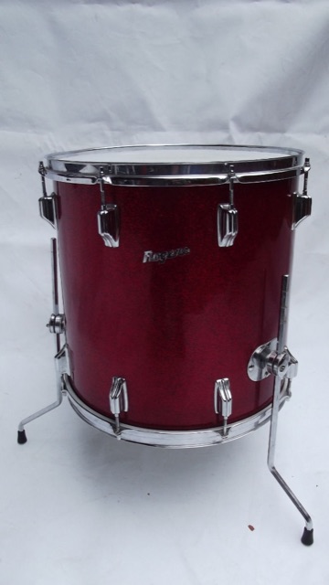 Rogers 16x16" Red Sparkle Floor Tom Drum Vintage Powertone Original USA 60s* — main photograph