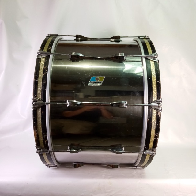 Ludwig 14x22"Stainless Steel Bass Drum Virgin Metal Shell Vintage 70s Blue/Olive — main photograph
