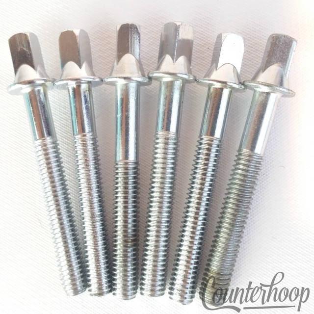 Pearl 6x 1 3/4"Tension T-Rods Metric Thick Size Tom/Snare Drum Chrome Vintage60 — main photograph