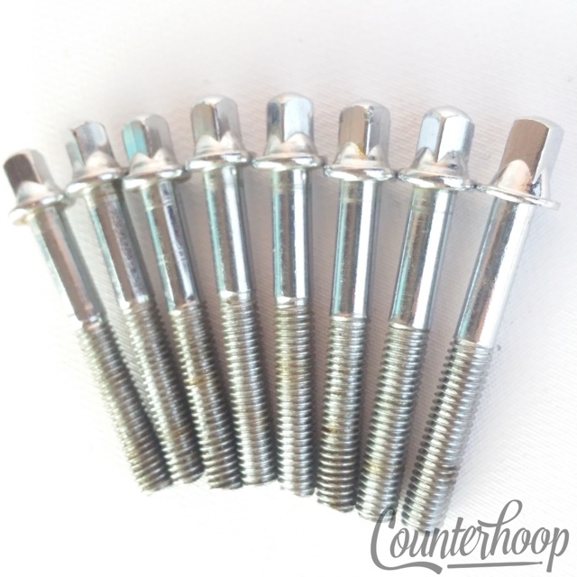 Pearl 8x Tension T-Rods 1 3/4"Metric Thick Ride Tom/Snare Drum Chrome Vintage60s — main photograph