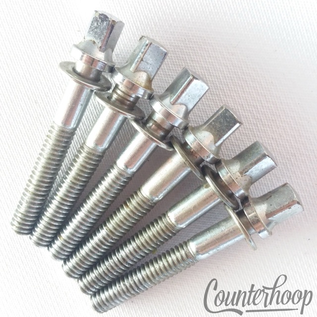 Gretsch 6x Tension T-Rods 1 1/2"Tom/Snare Drum Chrome Vintage 70s-80s USA Screws — main photograph