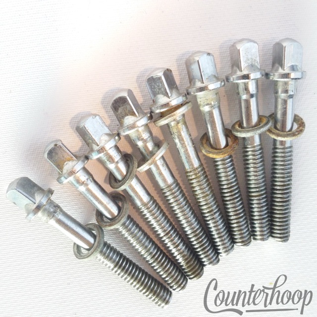 Slingerland 8x Tension T-Rods 1 5/8"Tom/Snare Drum Chrome Vintage 60s-70s Screws — main photograph