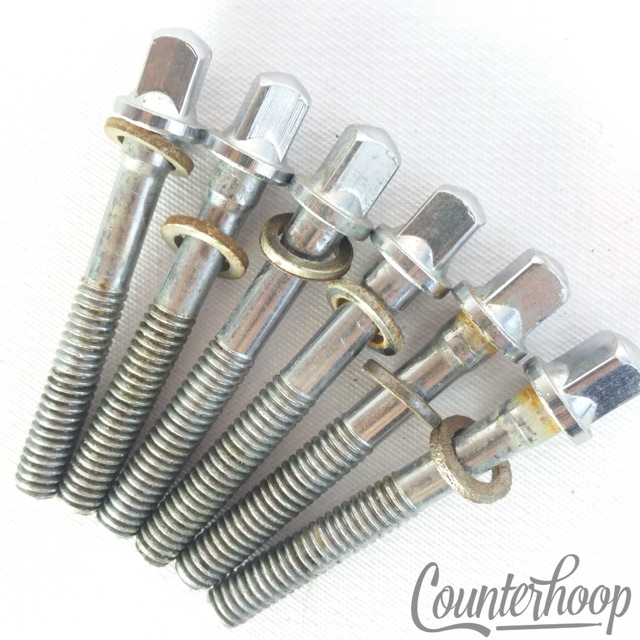 Slingerland 6x Tension T-Rods 1 5/8"Tom/Snare Drum Chrome Vintage 60s-70s Screws — main photograph