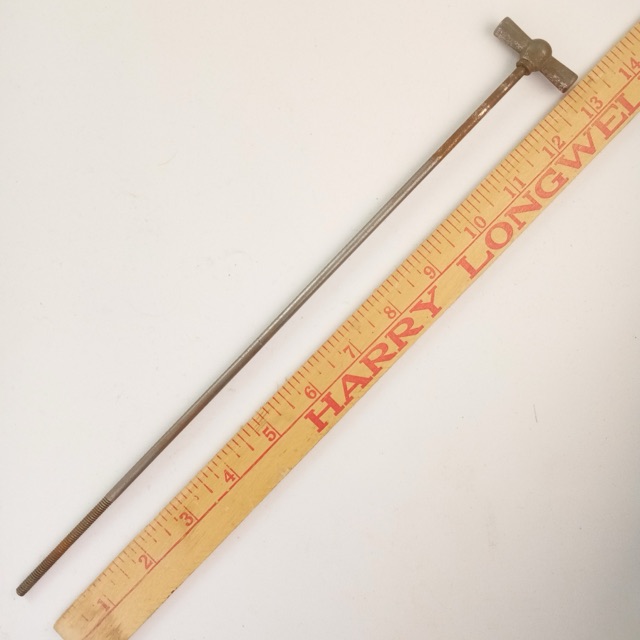 Frank Wolf 12 5/8"Bass Drum Tension Rod Faucet Thumb Turn Vintage 30s USA Nickel — main photograph