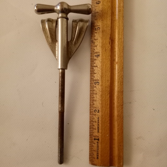 Ludwig 5 1/4"Nickel Bass Drum Bow-Tie Tension T-Rod+Claw Vintage50s-60s Keystone — main photograph