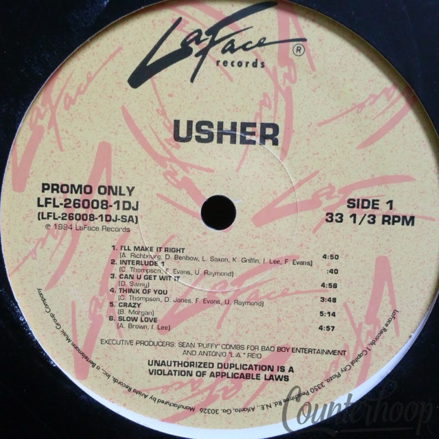 Usher-S/T NM 1994 Promo LaFace Records Sean"Puffy"Combs/Dave"Jam"Hall/Biz Markie — main photograph