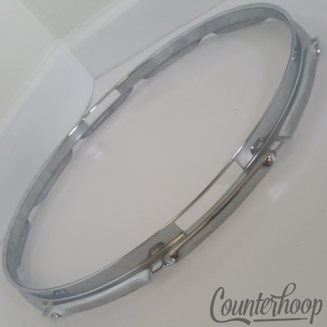 Pearl 14" Snare Drum Resonant Side Rim/Hoop 10-Lug-Hole Chrome Vintage 70s Japan — main photograph
