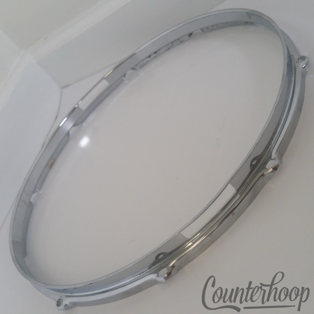 Pearl 14" Snare Drum Resonant Side Rim/Hoop 10-Lug-Hole Chrome Vintage 60s Japan — main photograph