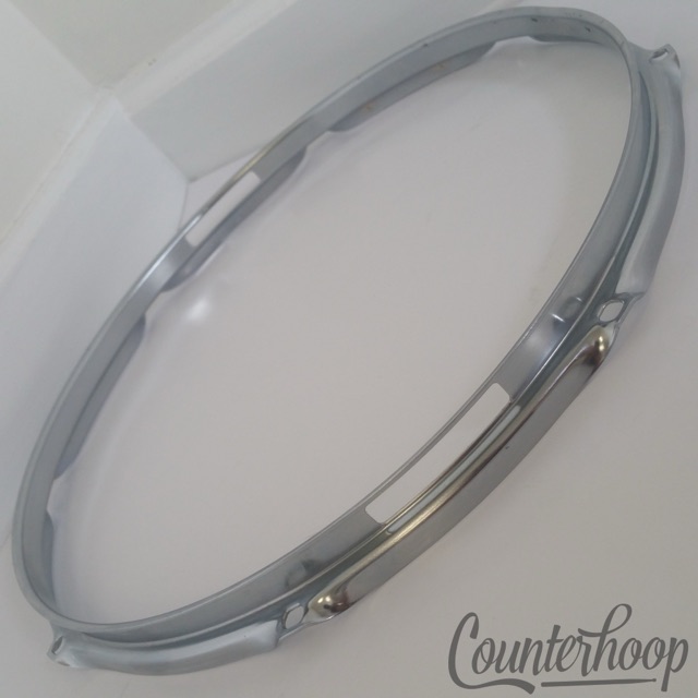 Pearl 14" Snare Drum Resonant Side Rim/Hoop 8-Lug-Hole Chrome Vintage 70s Japa — main photograph