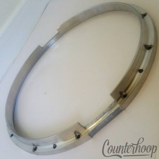 Premier HTS 14" Die-Cast Rim 12-Lug Marching Resonant Snare Drum Hoop Chrome UK — main photograph