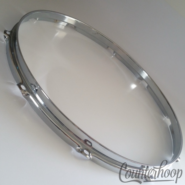 Rogers 14" Dynasonic Snare Drum Batter Rim/Hoop 70s Chrome USA 10-Lug Dyna Sonic — main photograph