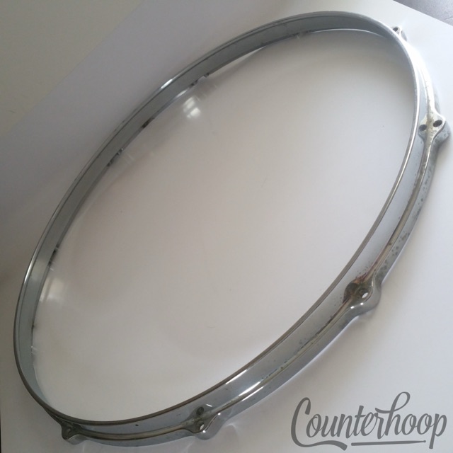 Gretsch 18" Die-Cast 10-Lug Floor Tom Drum Rim Hoop Chrome Batter Vintage 70s* — main photograph