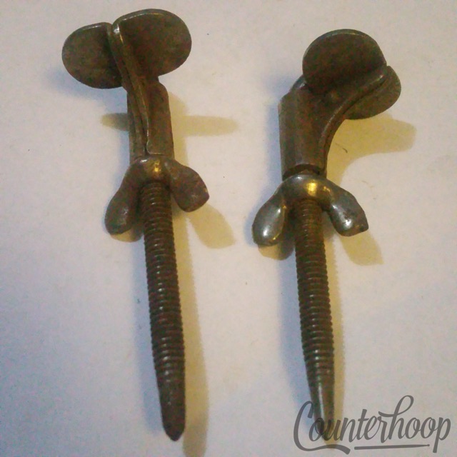 Ludwig Bass Drum Clamp-On Spurs Mounts Adjustable Spikes/Legs Nickel Vintage 10s — main photograph