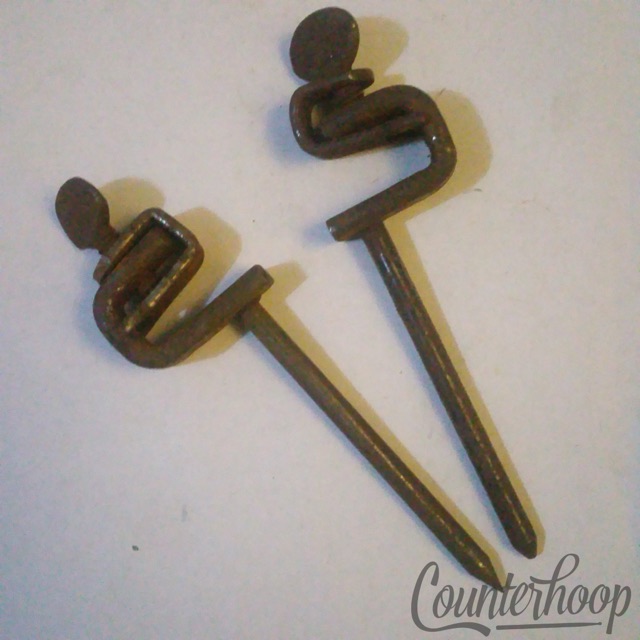 Ludwig Bass Drum Clamp-On Spurs Mounts Fixed Spikes/Legs Nickel Vintage 20s USA — main photograph