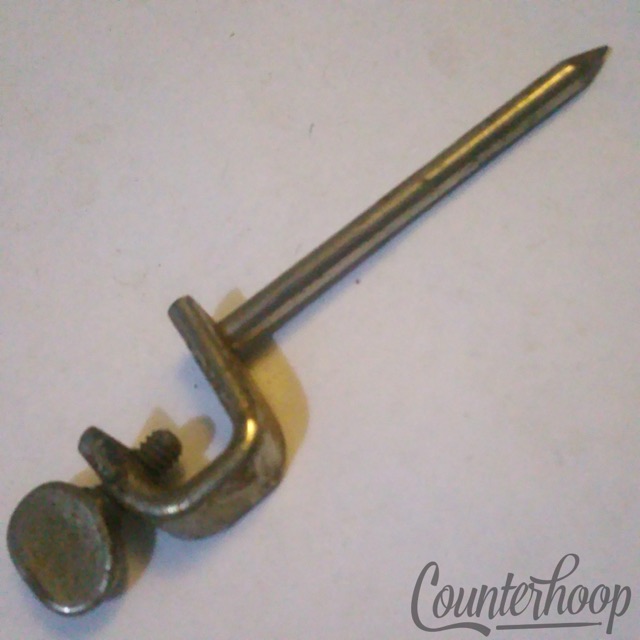 Leedy Bass Drum Clamp-On Spur Mount Fixed Spike/Leg Nickel Vintage 10s-20s 2 7/8 — main photograph
