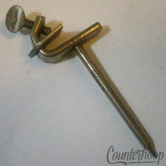 Leedy Bass Drum Clamp-On Spur Mount Fixed Spike/Leg Nickel Vintage 10s-20s 3 1/2 — main photograph
