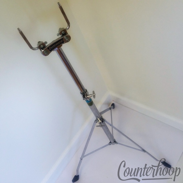 Ludwig Atlas Double Tom Drum Stand Holder L-Arm Mounts Posts Chrome Vintage 70s — main photograph