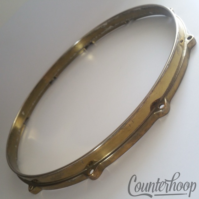 Gretsch 14" Snare Drum 10-Lug Batter Side Rim/Hoop Gold Plated Die-Cast Vintage — main photograph