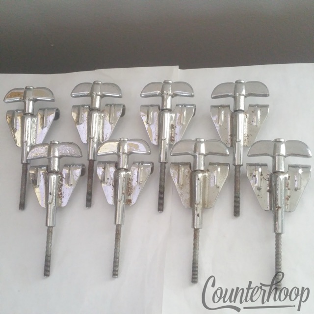 Rogers 8x Bass Drum Tension T-Rods+Claws Vintage 60s Powertone Chrome Tensioner* — main photograph