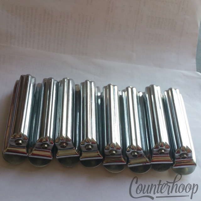 Rogers 8x Beavertail Bass Drum Lugs Chrome Tower Center Holiday Era 60s Vintage — main photograph
