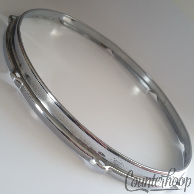 Slingerland 14"Floor Tom/Snare Drum Batter Rim/Hoop 8-Lug Stick-Saver Chrome 70s — main photograph