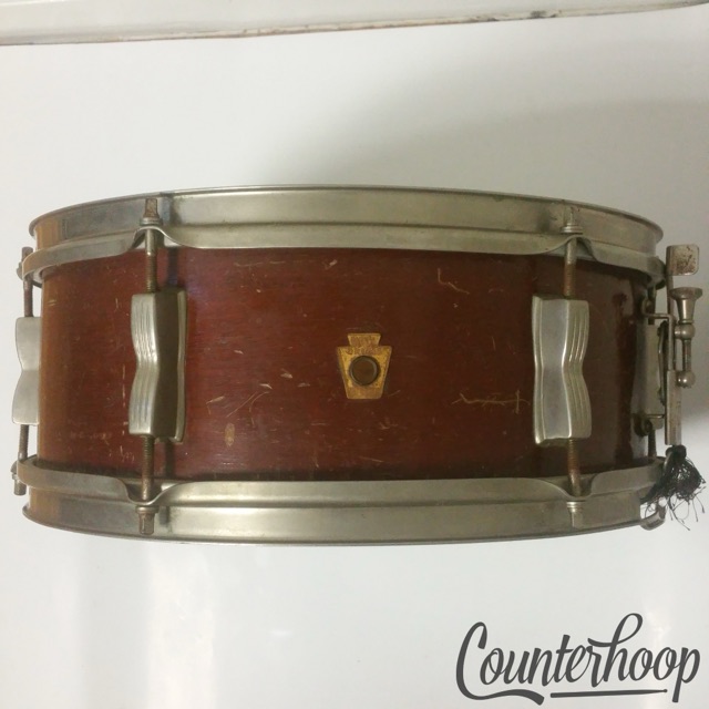 Ludwig WFL 14x5"Snare Drum Pioneer 3-Ply African Mahogany+NOB Brass Rims 50s USA — main photograph