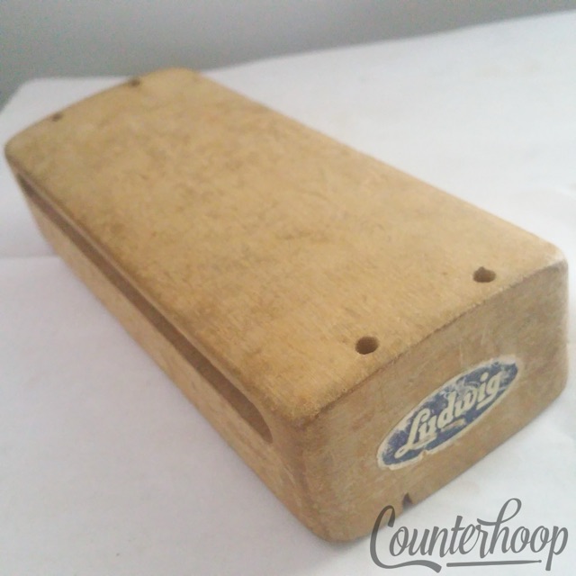 Ludwig Wood Block Solid Maple Vintage 50s-60s Blue Script Logo Sticker USA LP* — main photograph